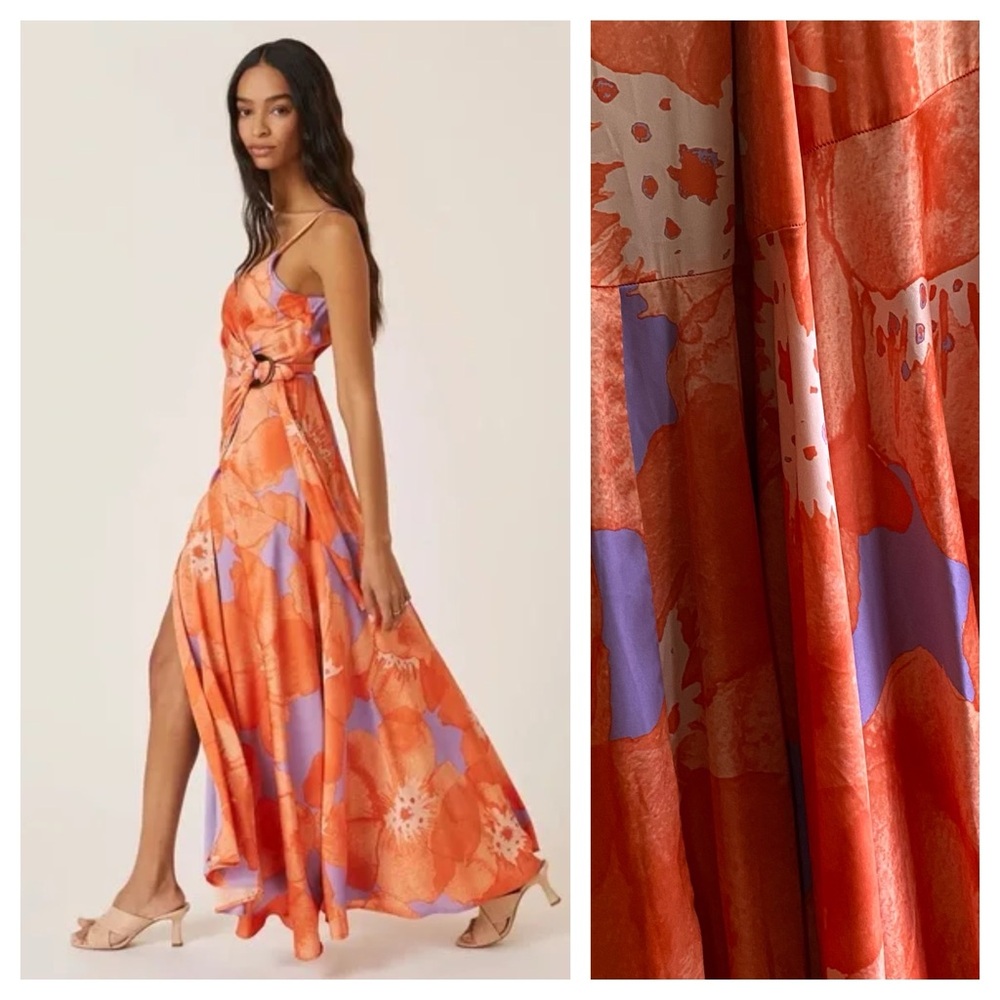 Anthropologie Orange and Purple Maxi Dress